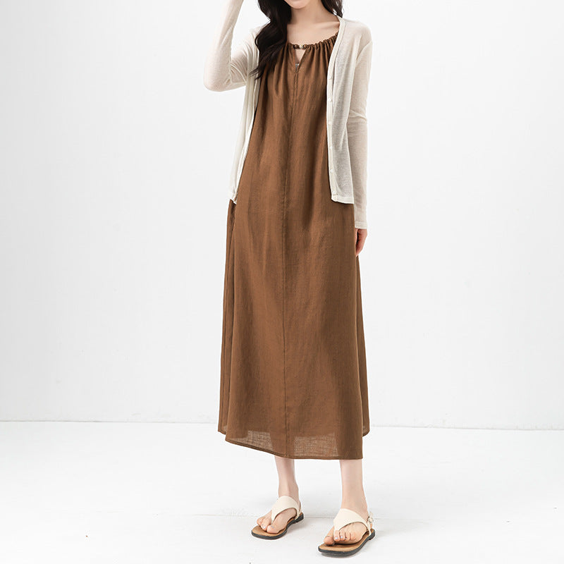 Dame elegant strapless linbuksedragt med slankende snit Stilla
