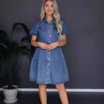 Femme Button-Up Denim Lagkædekjole Stilla