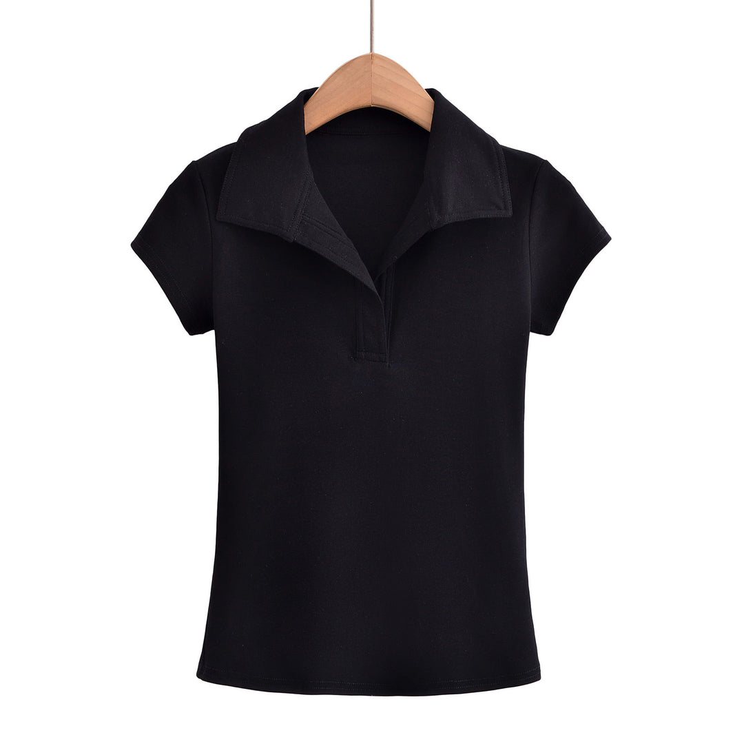 Dame Polo-T-Shirt med kropsnær pasform og farvematchende krave Stilla
