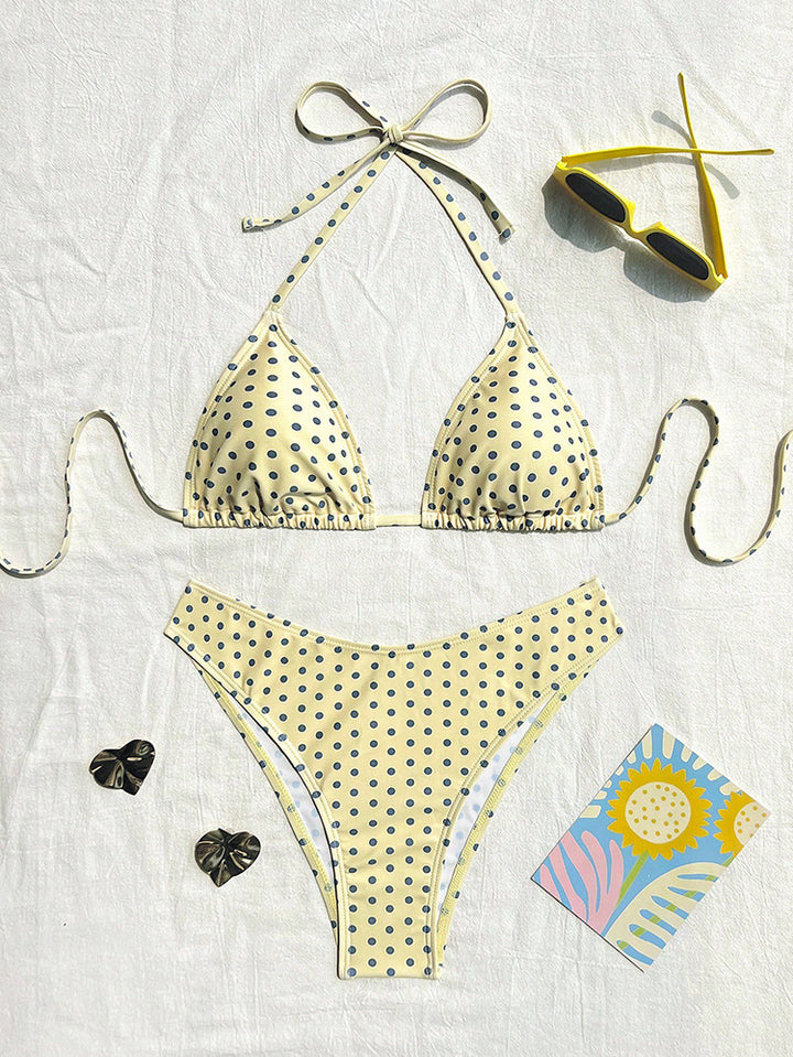 Dame triangel-bikini med dekorative prikker Skovae