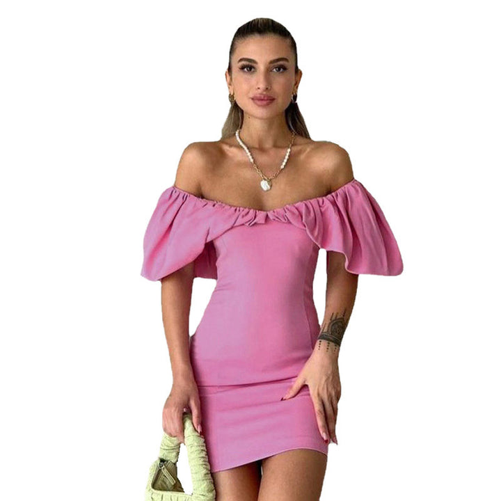 Dame Off-Shoulder Minikjole med voluminøse ærmer Stilla