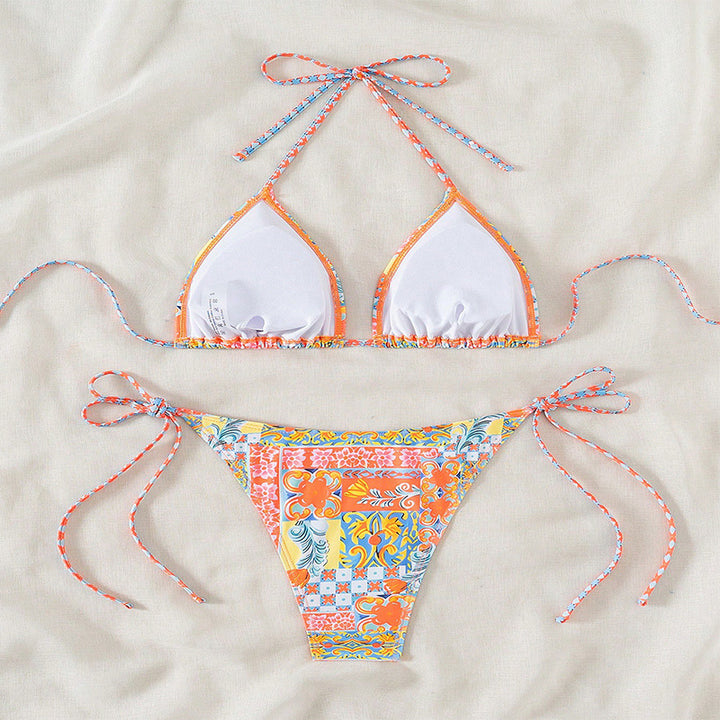 Dame triangel-bikini med justerbare bindebånd Skovae