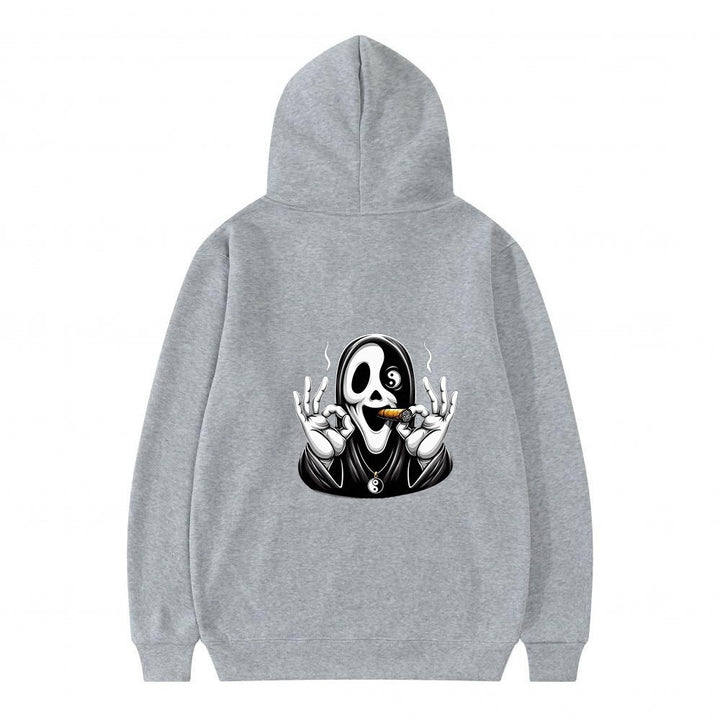 Dame hoodie med kunstnerisk kraniumprint og afslappet pasform Skovae