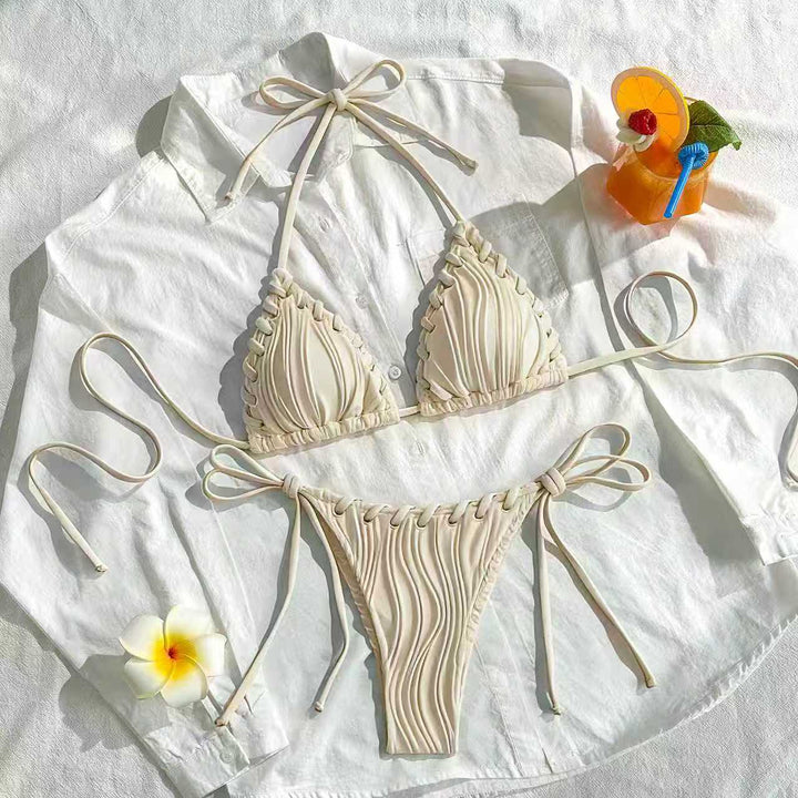 Dame Bikini-sæt med elegant flæsedesign og justerbare stropper Skovae