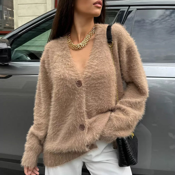 Femme Luksuriøs Blød Strik Lagdelt Cardigan Stilla