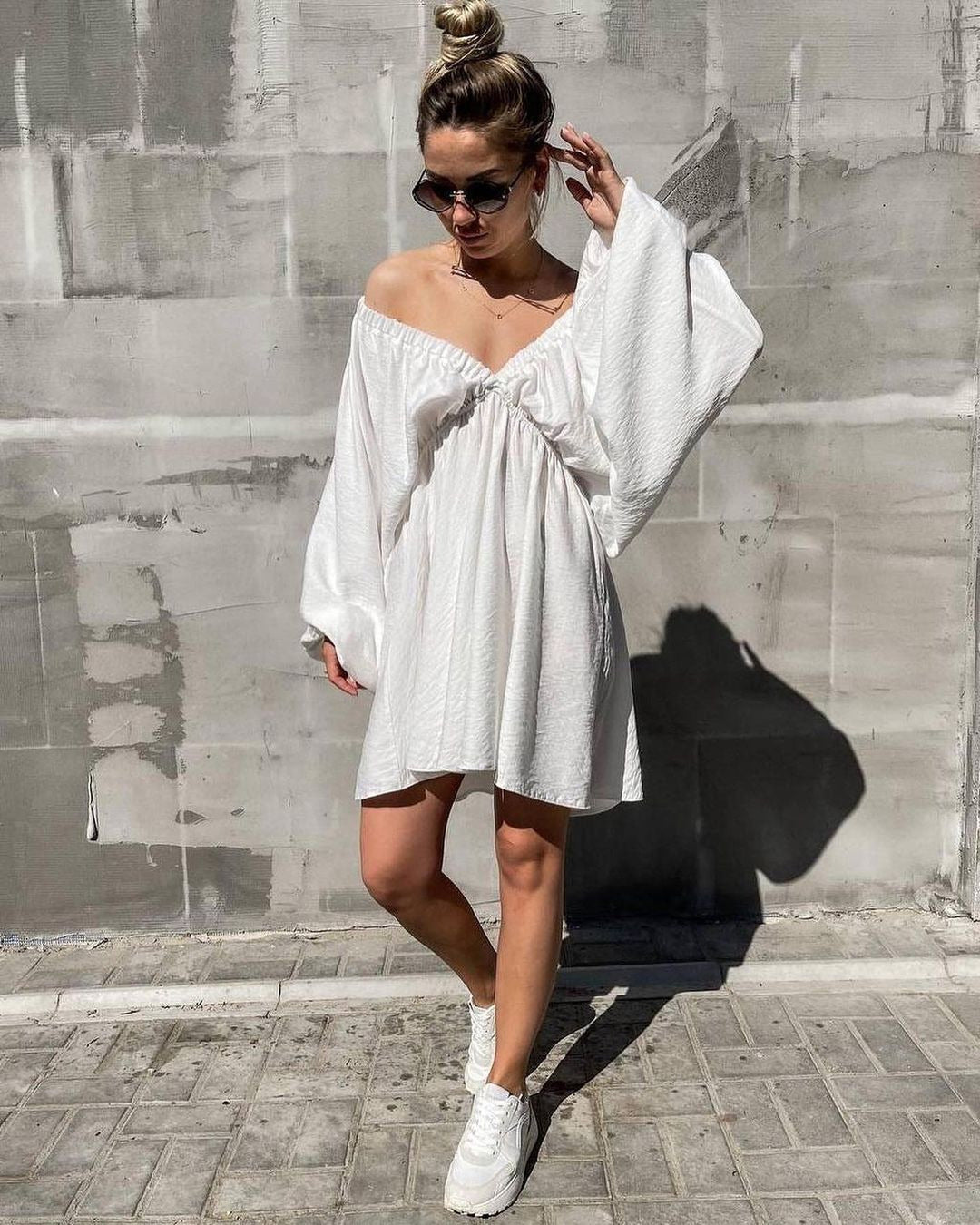 Dame sommerkjole med off-shoulder-design Stilla