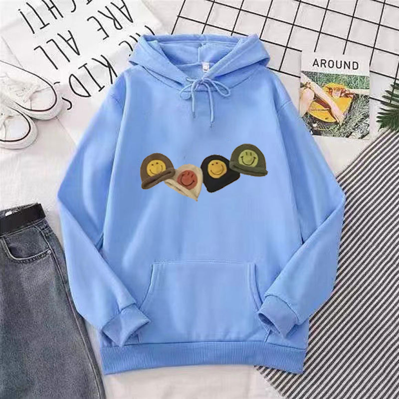 Kvinders hætte sweatshirt med legende smiley design Skovae