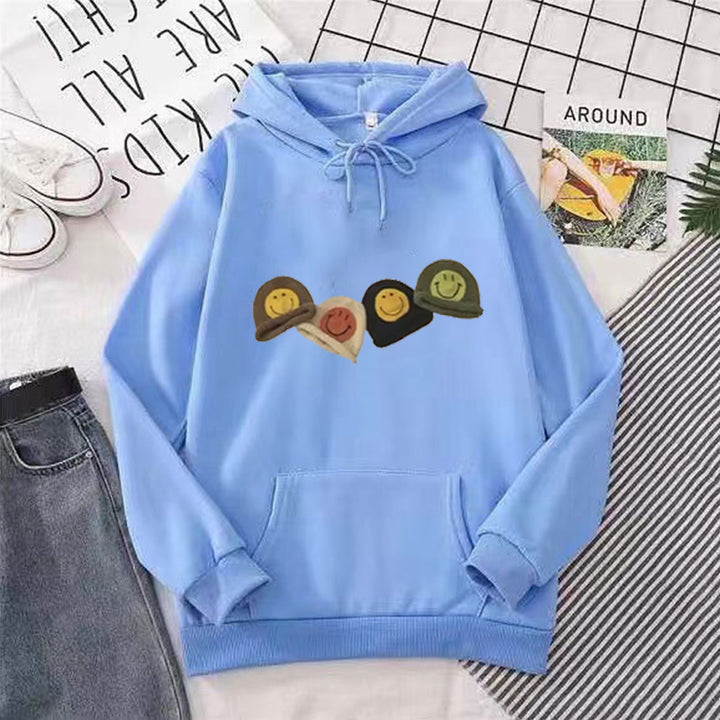 Kvinders hætte sweatshirt med legende smiley design Skovae