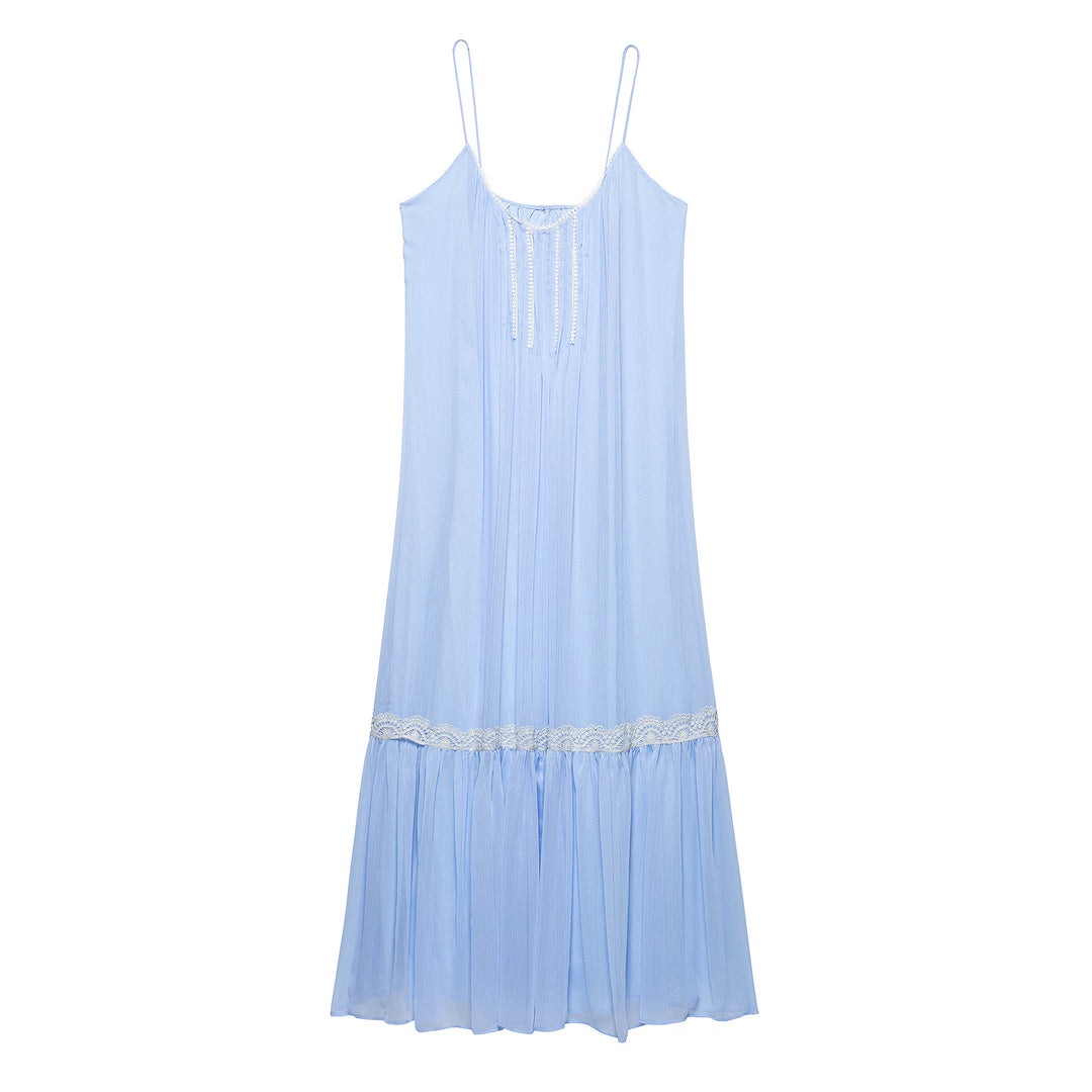 Dame Elegante Maxi Kjole med Spidsgodst Stilla