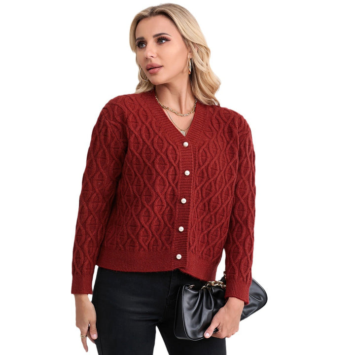 Femme Struktureret Strikcardigan med Dekorative Knapper Stilla