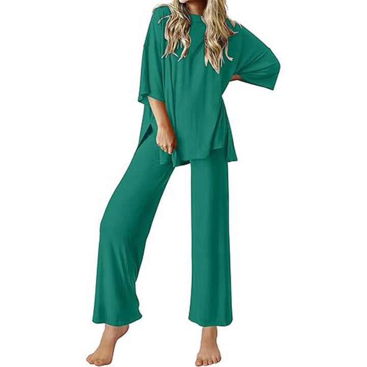 Dame Behagelig Pyjamas med Vid Skæring og Kort Ærme Stilla