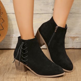 Dame Ankle Boots med trendy snørre- og lynlåsdesign Stilla