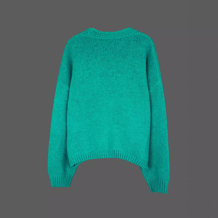 Dame afslappet strikket cardigan med åben skæring og påsyede lommer Stilla