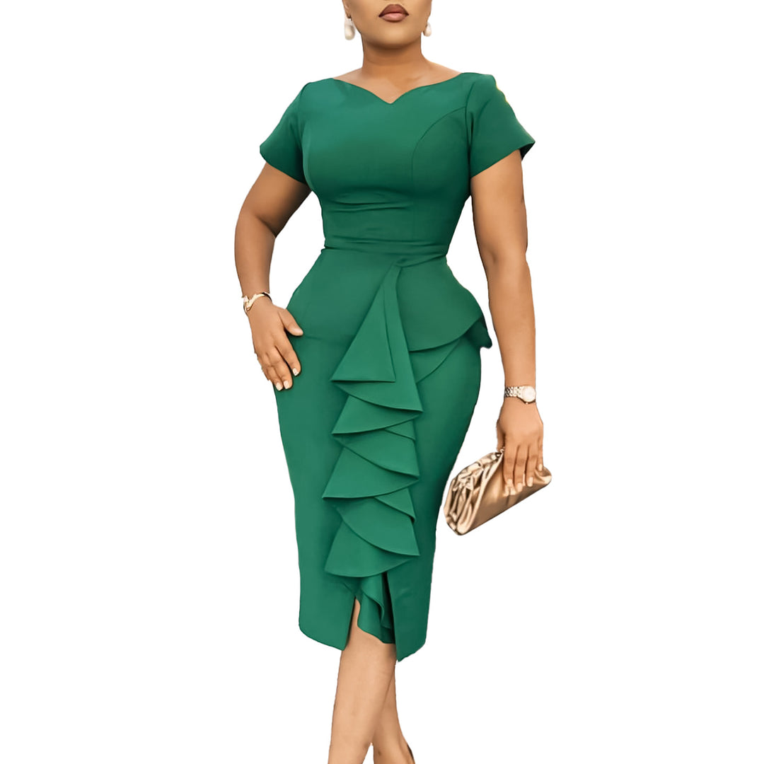 Dame Figurtilpasset kjole med volangdetaljer og elegant peplum Stilla