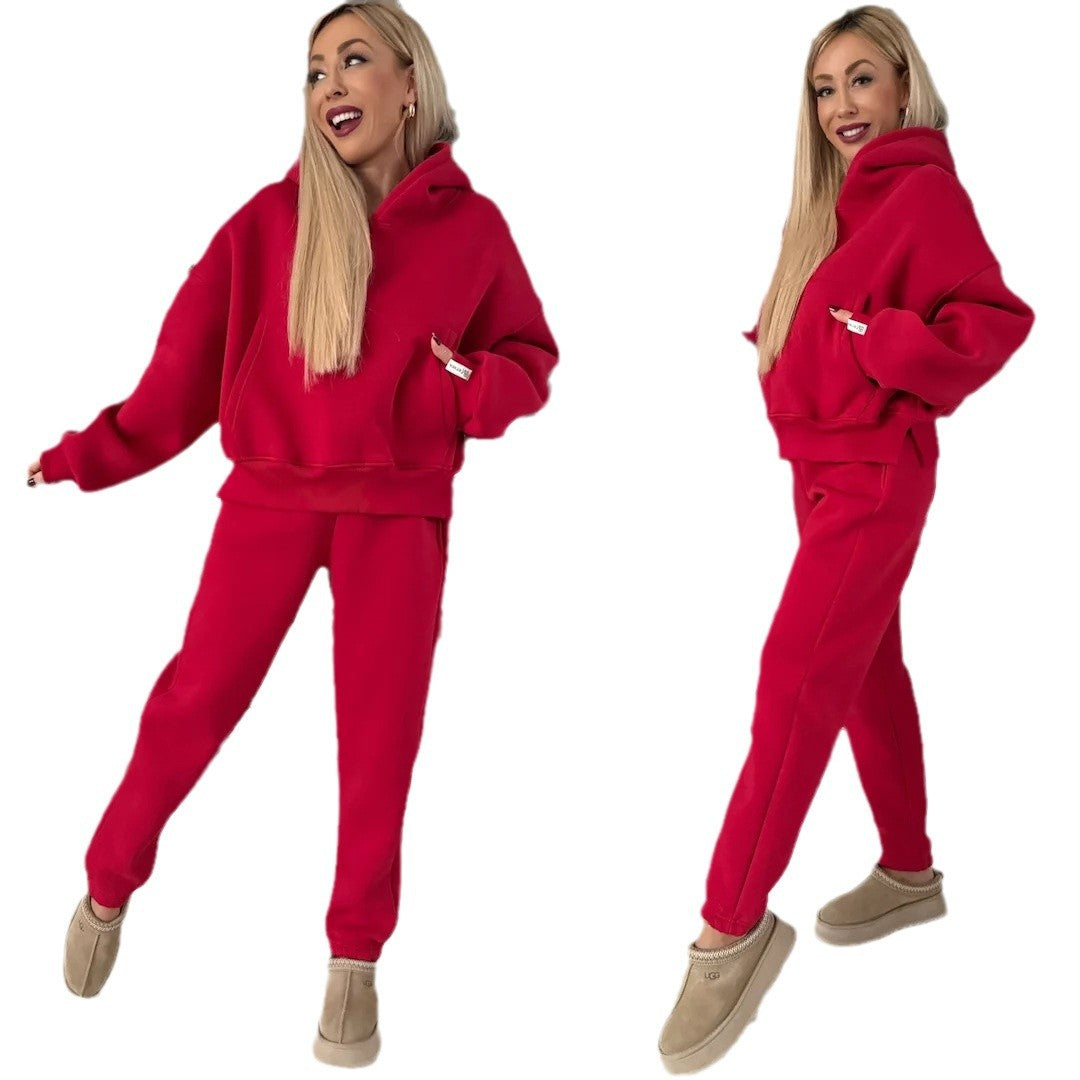 Dame afslappet hoodie og joggingbukser sæt med elastisk talje Stilla