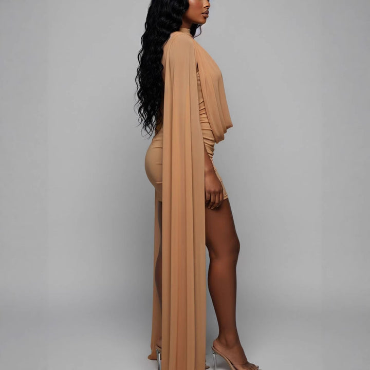 Damer Elegant Wrap Kjole med Flydende Stof og Noble Drapering