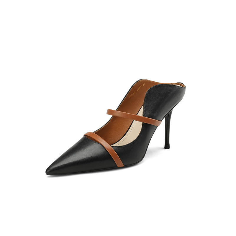 Dame elegante spids Slingback-hæle med dual-rem-design Stilla