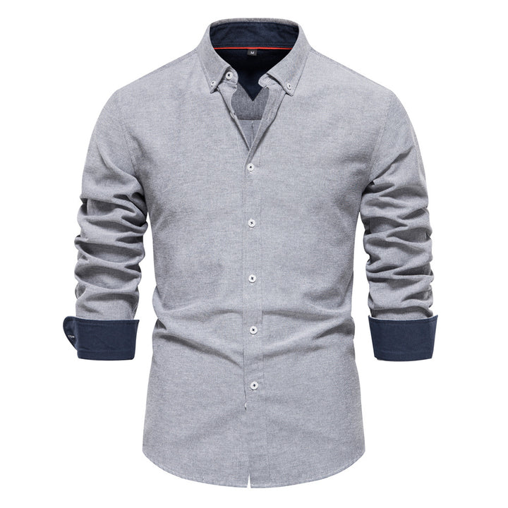Herrer Langærmet skjorte med moderne Button-Down-krave og stilfulde kontrastærmer Stilla