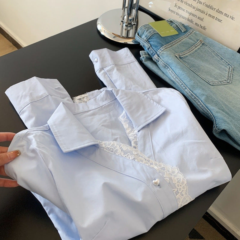 Femme Elegante Spidsedekoration Bluse Stilla