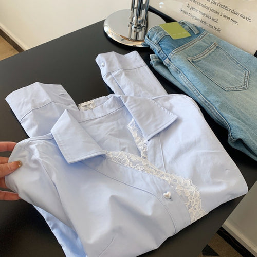 Femme Elegante Spidsedekoration Bluse Stilla