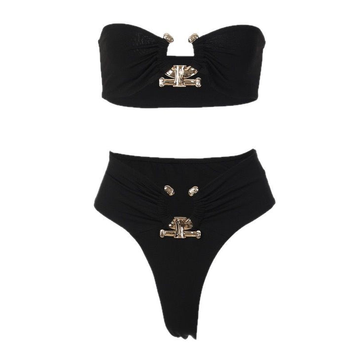 Dame Bandeau-Bikini med raffinerede gulddetaljer Stilla