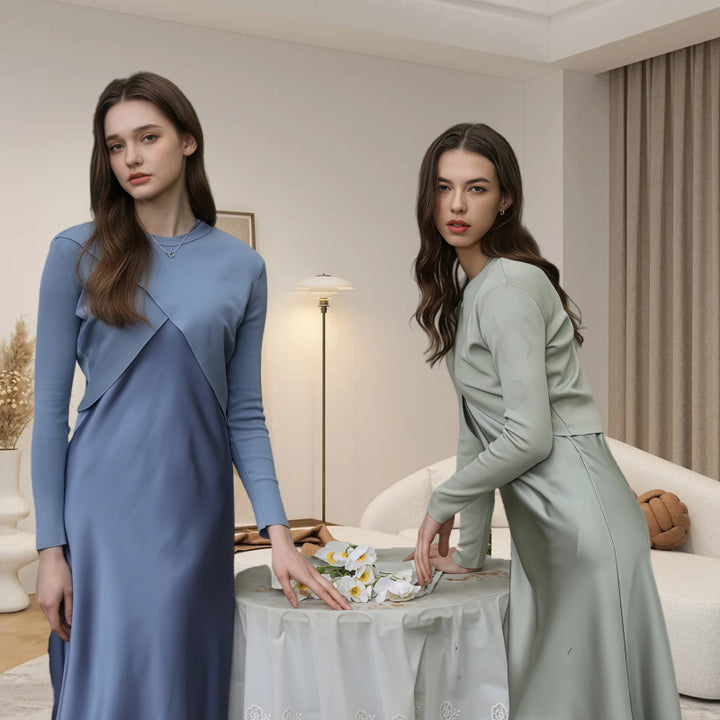 Dame maxikjole med asymmetrisk snit og elegant draperingsdesign Stilla