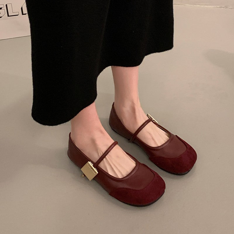 Dame Elegante Mary Jane Balletsko med dekorativ rem Stilla