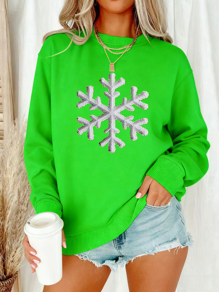 Kvinders sweatshirt med funklende snefnugdesign og afslappet pasform Stilla
