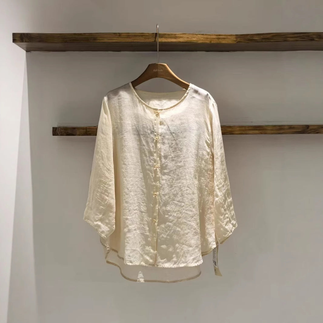 Femme Let Knaplukning Tunika-Bluse Stilla