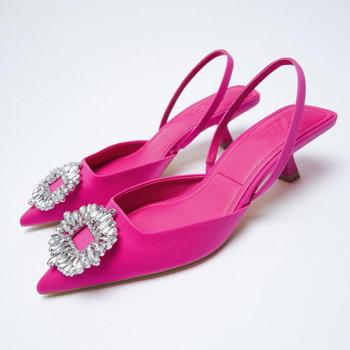 Dame elegante Sling-Back-pumps med glitrende applikation Stilla