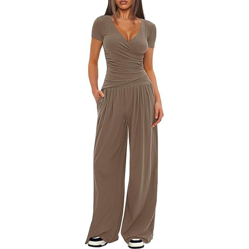 Dame Elegant Wrap-Overall med bred ben og moderne detaljer Skovae