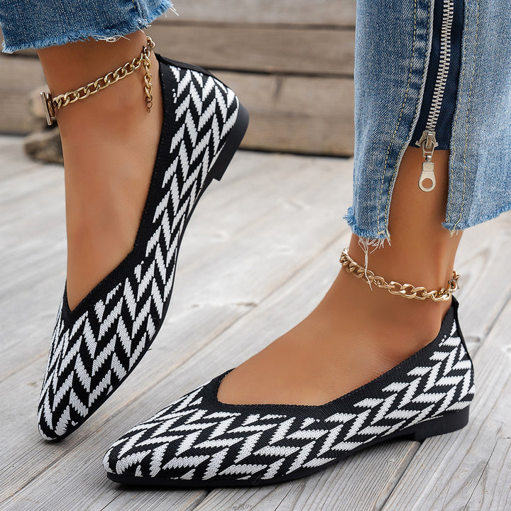 Dame flade ballerinaer med moderne chevron-mønster Stilla