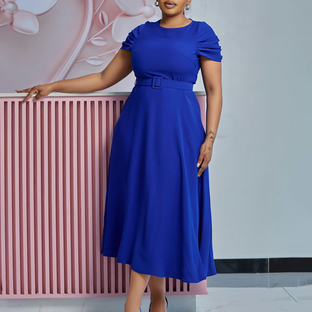 Dame Midikjole med puffærmer og aftageligt bælte Stilla