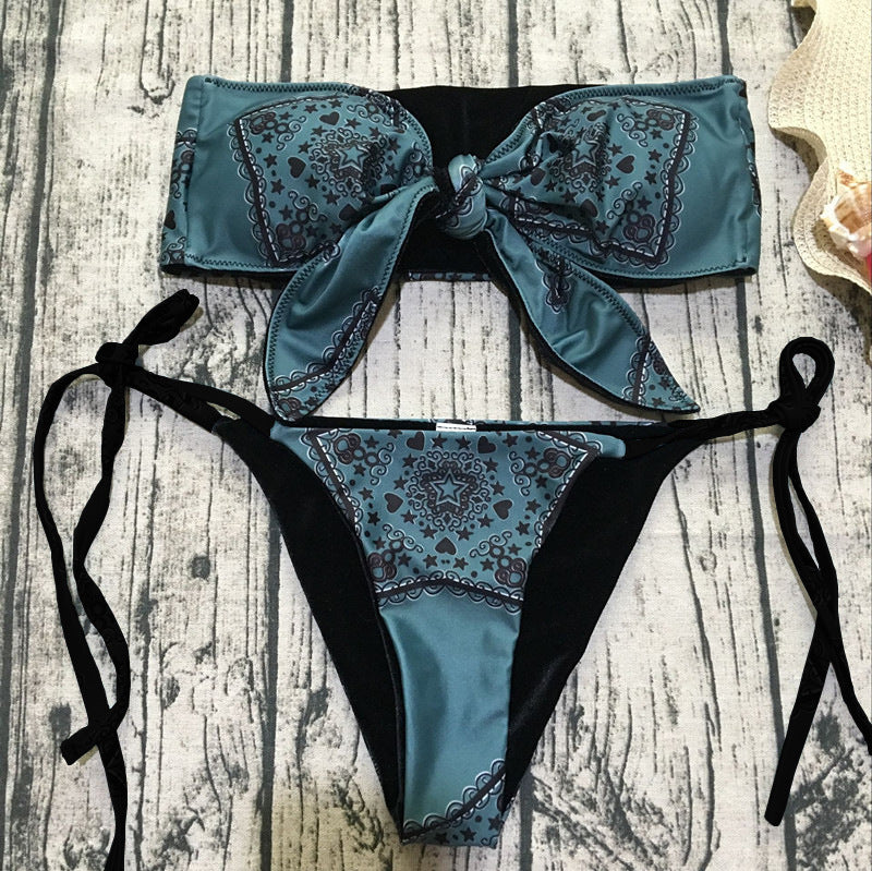 Dame Bandeau-Bikini med legende knude-design Skovae