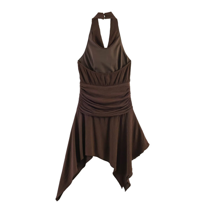 Dame asymmetrisk kjole med elegant drapering Skovae