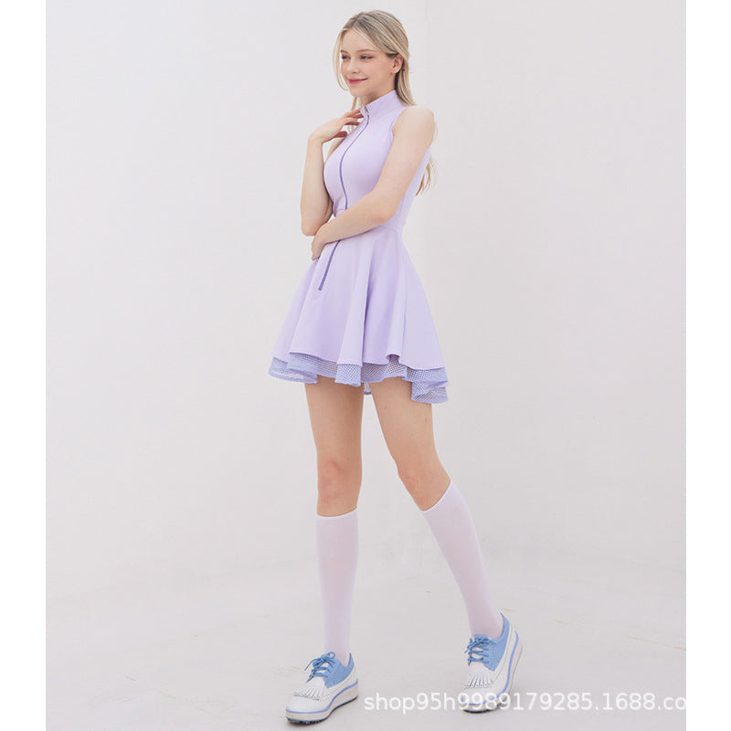 Dame sporty-elegant Mini-Relax-kjole med lynlås og laglook Stilla