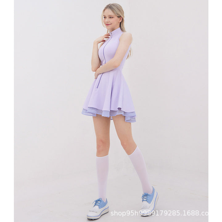 Dame sporty-elegant Mini-Relax-kjole med lynlås og laglook Stilla