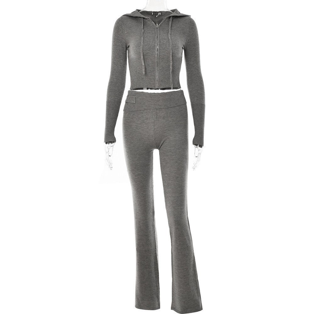 Femme Cropped Zip-Up Fitness Hoodie Sæt Stilla