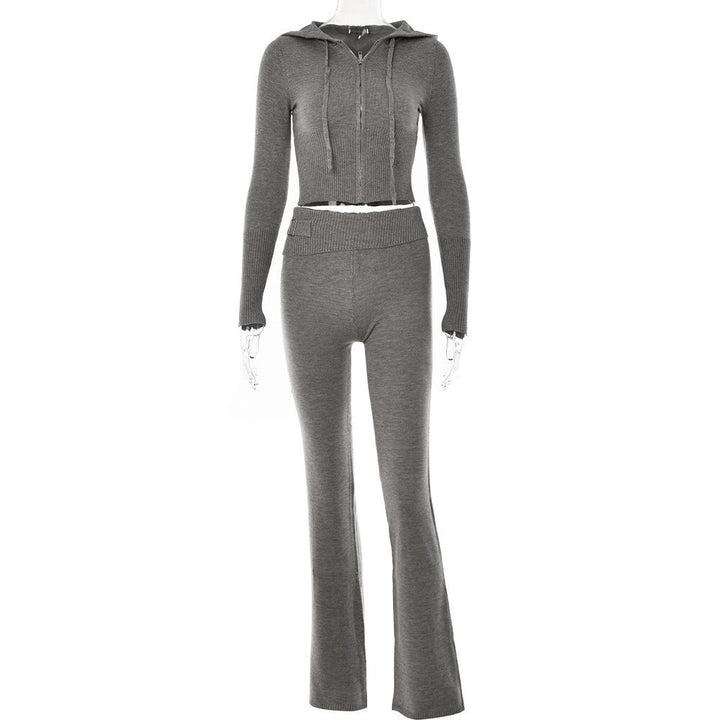 Femme Cropped Zip-Up Fitness Hoodie Sæt Stilla