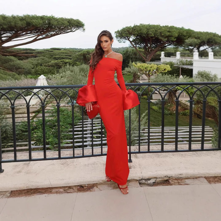 Damer Elegant Off-Shoulder Kjole med volumniøse ærmer og tætsiddende snit Stilla