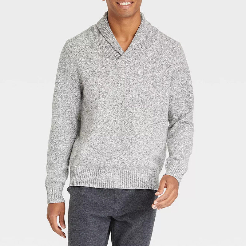 Herre elegant sweater med sjalskrave og ribstruktur Stilla