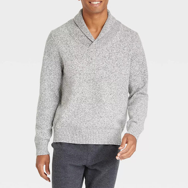 Herre elegant sweater med sjalskrave og ribstruktur Stilla