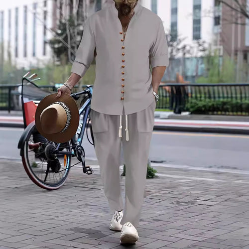 Herre fritids-button-up-skjorte og afslappet skåret bukse sæt Stilla