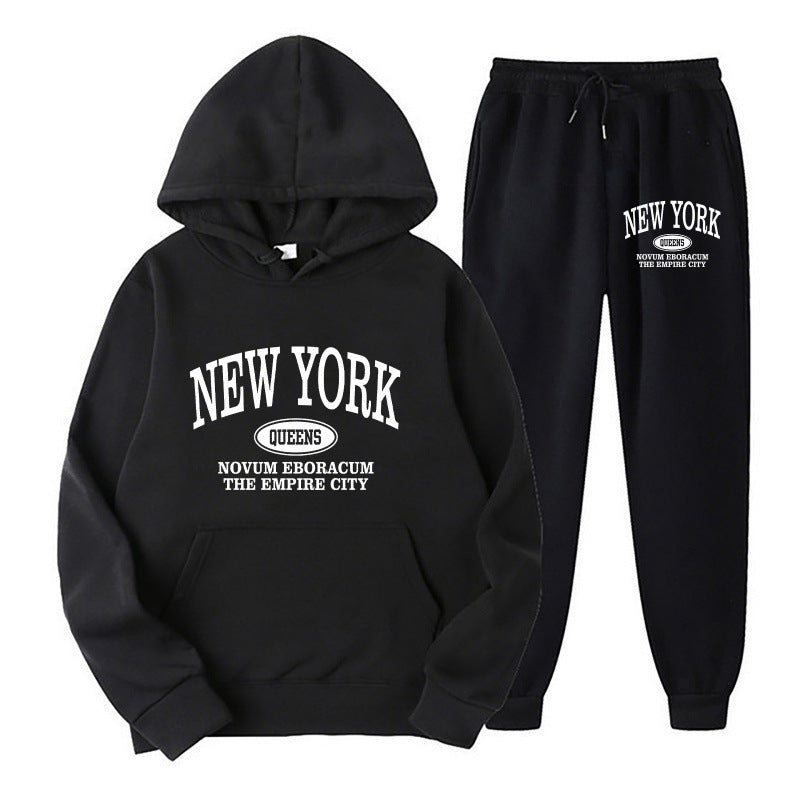 Kvinders hoodie sæt med alsidig skrift og komfortable lommer Skovae