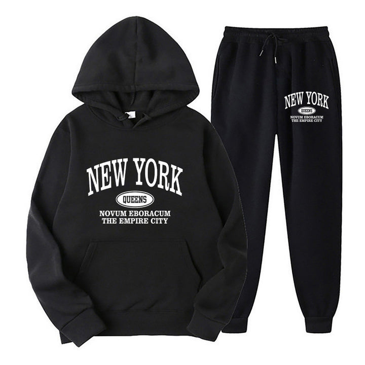 Kvinders hoodie sæt med alsidig skrift og komfortable lommer Skovae