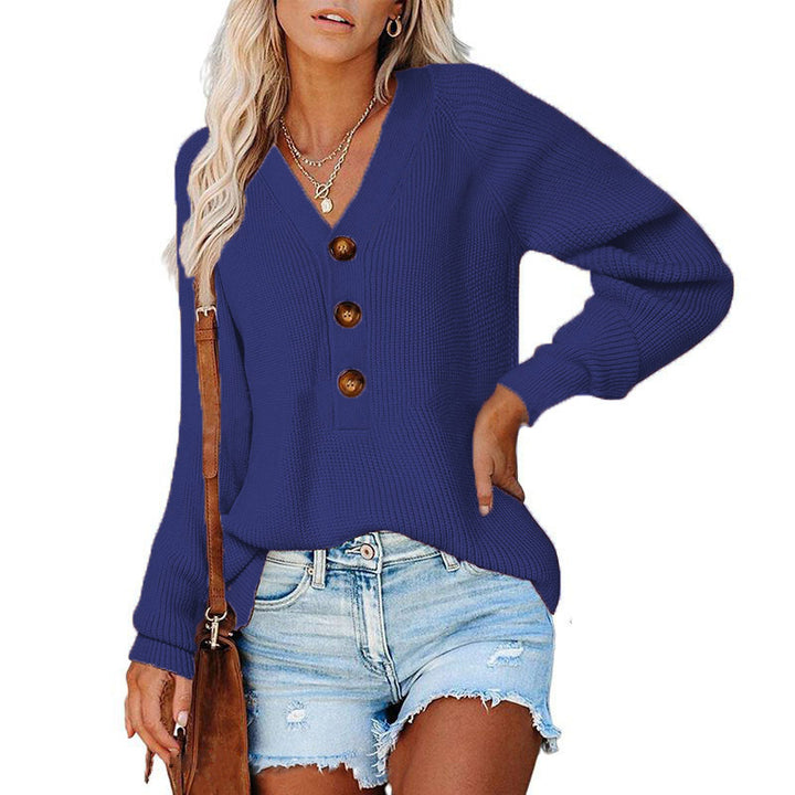 Dame V-hals Knap-Up Pullover Stilla