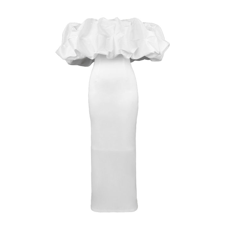 Damer Elegant Off-shoulder Maxikjole med voluminøse flæsekanter Skovae