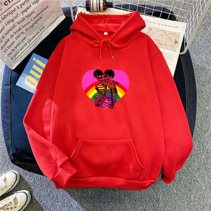 Dame hoodie med farverigt kærligheds motiv Skovae