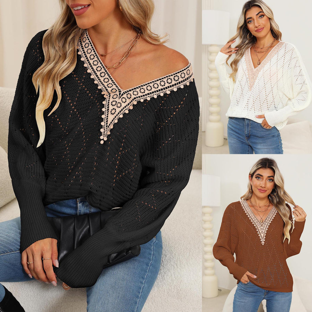Damer Åben-Strik V-Udskæring Sweater Stilla
