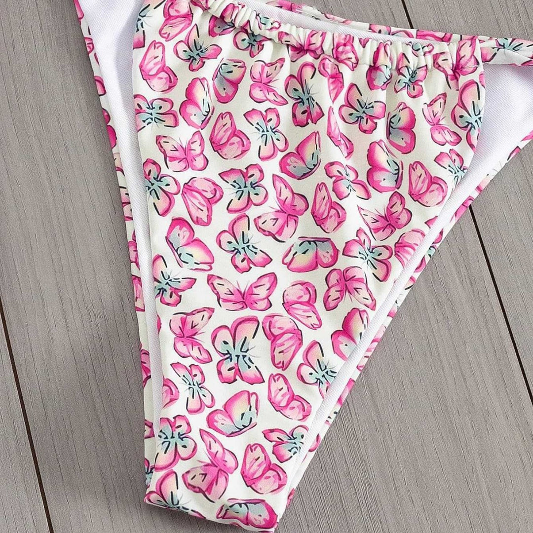 Dame Floral Triangle-Bikini med side bindinger Skovae